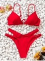 Costum de baie doua piese cu decupaje si sutien model underwire