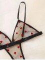 Body sexy decupat cu inimioare si benzi