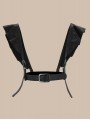 Centura harness imitatie piele cu bretele si volane pe umeri