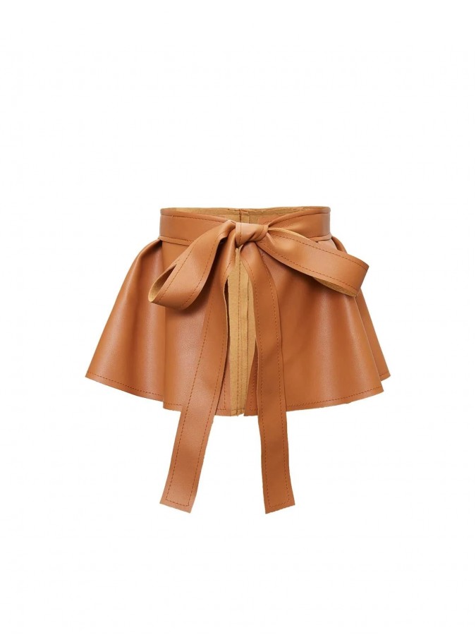 Centura imitatie piele gen peplum (volan) maro