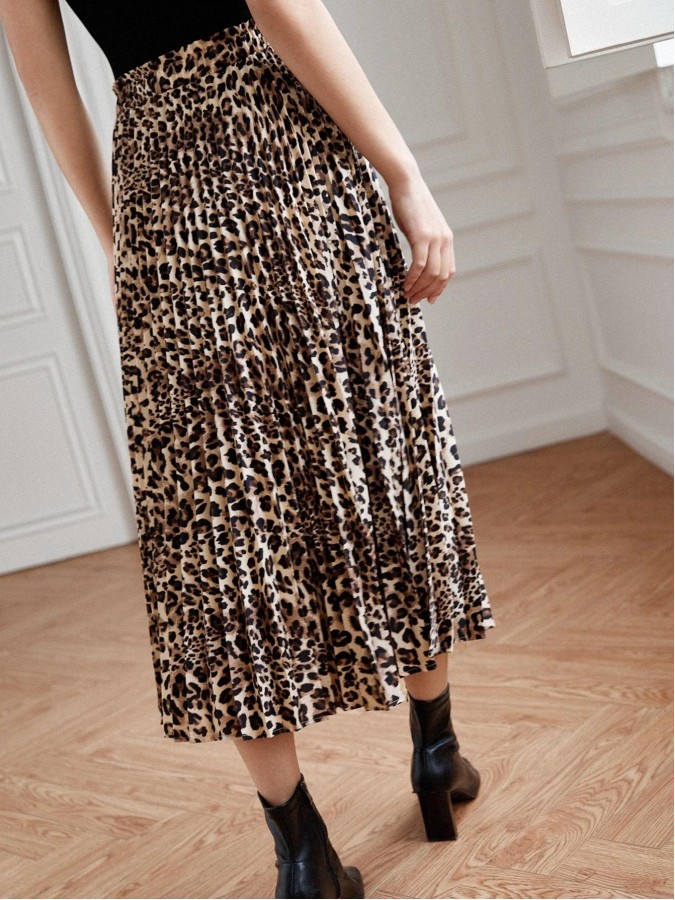 Fusta midi plisata animal print