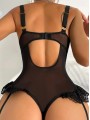 Body sexy harness cu portjartier si dantela