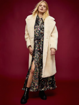 Rochie midi floral print cu decolteu si slit pe picior Topshop