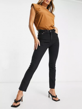 Blugi skinny fara tiv cu talie inalta si aspect prespalat Asos