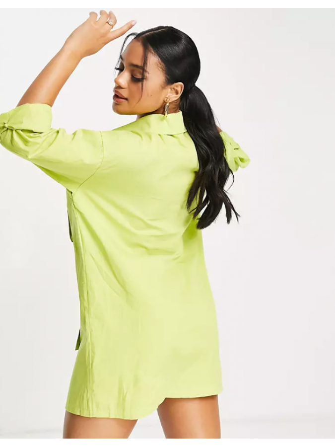 Rochie scurta gen camasa oversized cu buzunare Public Desire