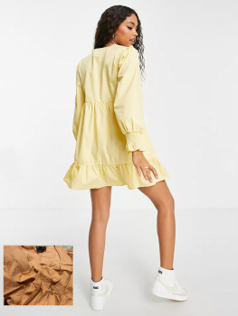 Rochie oversized gen camasa (caramiziu) cu volan Asos