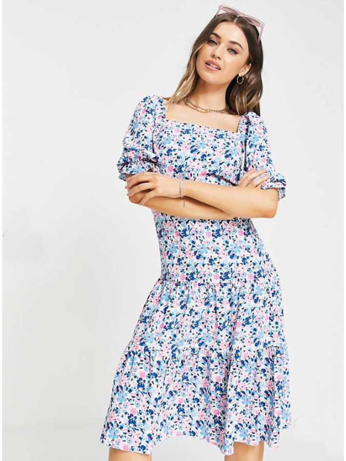 Rochie midi floral print cu spate decupat Miss Selfridge