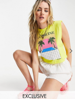 Tricou crop cu imprimeu piscina Collusion