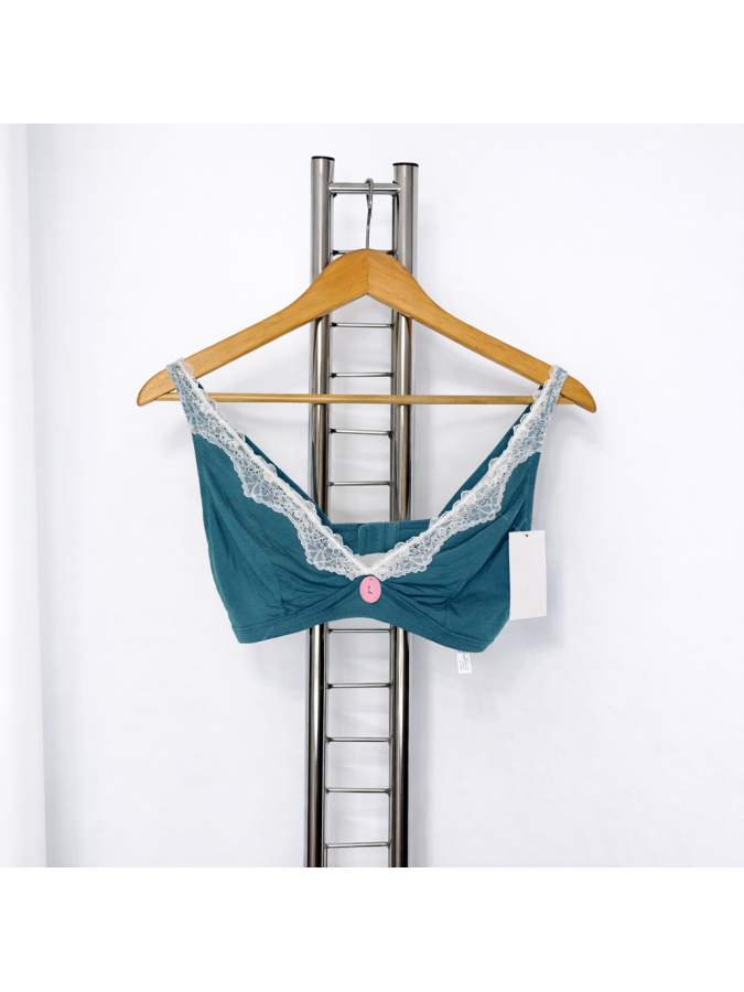 Sutien neburetat cu aplicatie din dantela Kiabi - verde/albastru