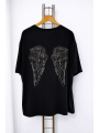 Tricou oversized cu strasuri pe spate in forma de aripi