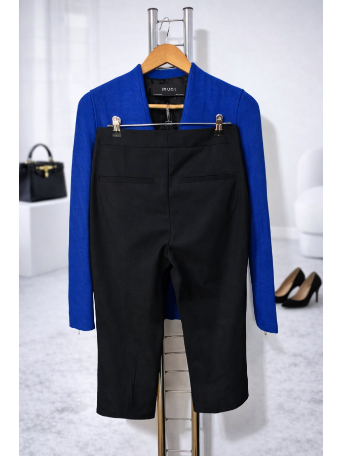 Pantaloni office talie inalta 3/4 Zara