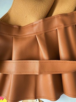 Centura imitatie piele gen peplum (volan) maro