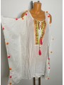 Rochie plaja kaftan cu umeri decupati si pom pom Anmol