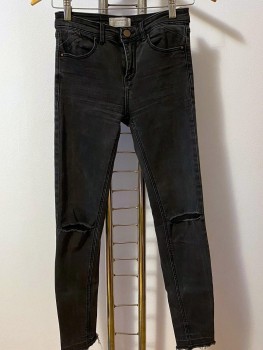 Blugi skinny cu taieturi si talie medie Stradivarius