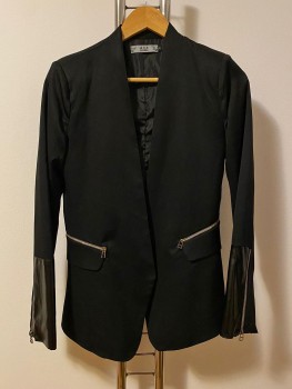 Sacou boyfriend cu fermoare si detalii tip latex