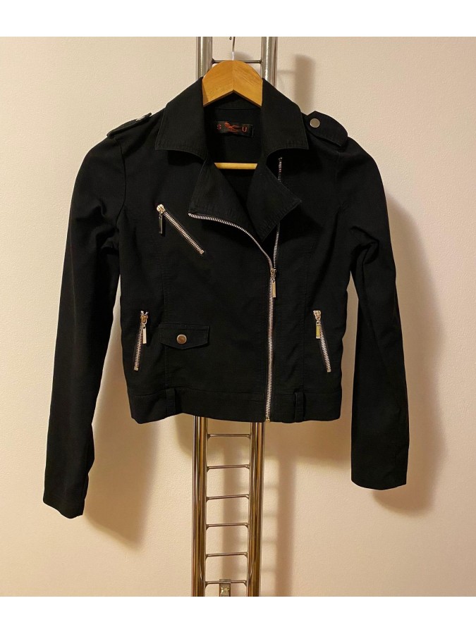 Jacheta pana in talie tip aviator cu fermoare