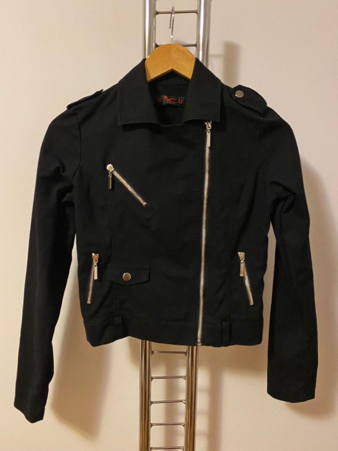 Jacheta pana in talie tip aviator cu fermoare