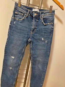 Blugi skinny cu detalii tip perla la buzunare Zara Blugi skinny cu detalii tip perla la buzunare Zara