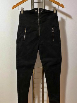 Blugi skinny talie inalta cu fermoare