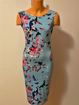 Rochie conica print fluturi cu spate gol