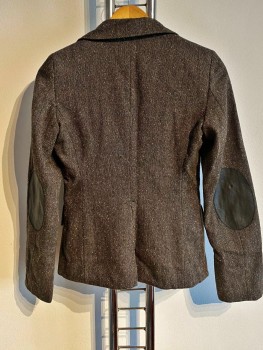 Sacou gros cambrat cu petice piele in coate din lana Mango