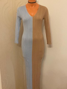 Rochie lunga tricot duo cu decolteu in V Orsay