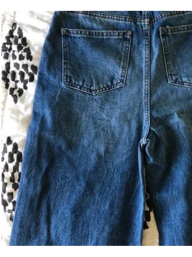 Blugi drepti cu talie inalta si perle Zara