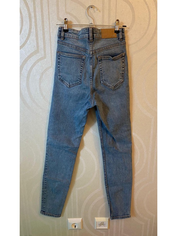 Blugi skinny albastru deschis cu talie inalta Zara