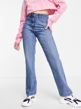 Blugi drepti cu talie inalta x005 unisex 90s jean Collusion