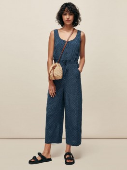Jumpsuit lejer crop cu snur in talie Whistles