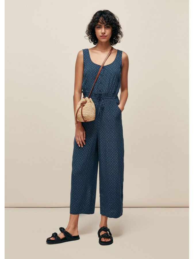 Jumpsuit lejer crop cu snur in talie Whistles