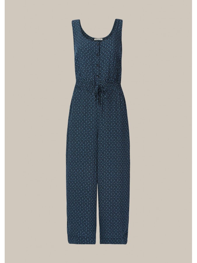 Jumpsuit lejer crop cu snur in talie Whistles