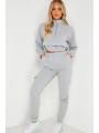 Trening - pantaloni talie inalta + bluza cu fermoar si snur reglabil in talie