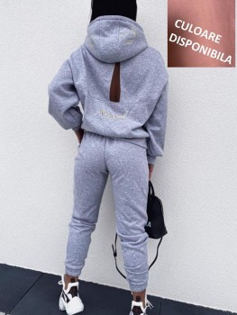 Trening cu decupaj spate - pantaloni talie inalta + bluza cu mesaj "Angel"