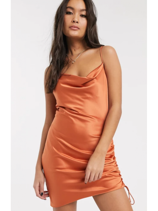 Rochie cu decolteu drapat si snur lateral Topshop