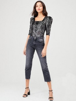 Bluza catifea snakeprint cu umeri bufanti V by Very