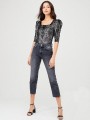 Bluza catifea snakeprint cu umeri bufanti V by Very