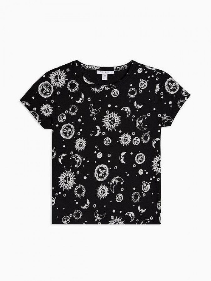 Tricou imprimeu luna si soare Topshop