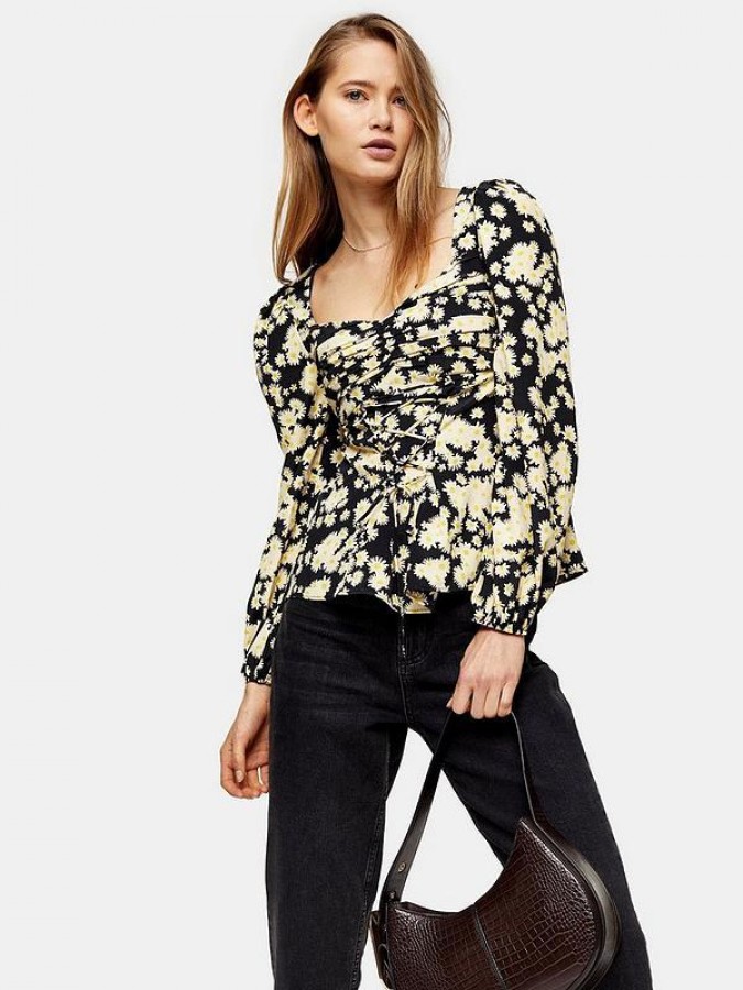 Bluza floral print gen corset Topshop