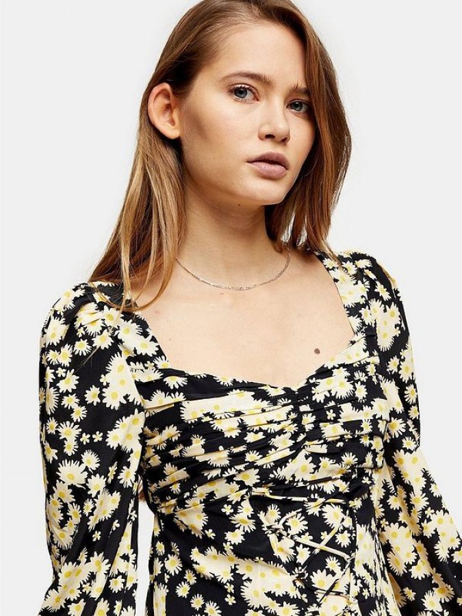 Bluza floral print gen corset Topshop