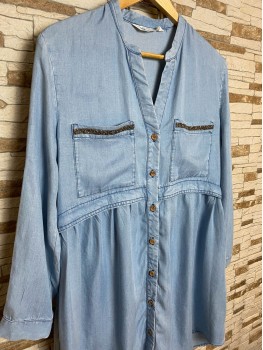 Rochie lejera blugi cu detalii pietricele Zara
