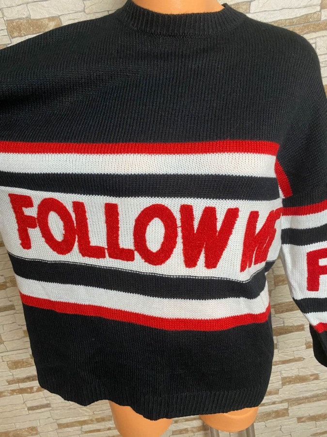 Pulover oversized cu mesaj "Follow Me" Jennyfer