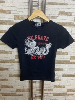 Tricou crop/scurt mesaj "Be brave, be you" Jennyfer