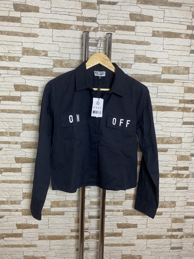 Camasa crop/scurta cu mesaj "On/Off" Jennyfer