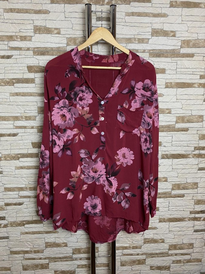 Bluza gen camasa floral print asimetrica