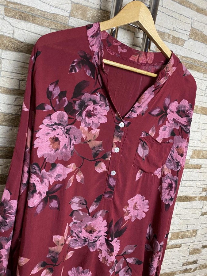 Bluza gen camasa floral print asimetrica