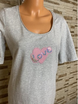 Tricou gri cu aplicatie termoadeziva "Love" Sandwich