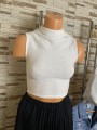 Maiou crop cu guler ridicat Stradivarius